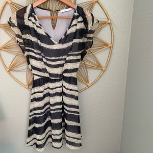 Lush Cap Sleeve Abstract Stripe Dress S